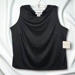 Sag Harbor Tank Top Woman 2X Black Sleeveless Draped Front Casual Minimalist NWT